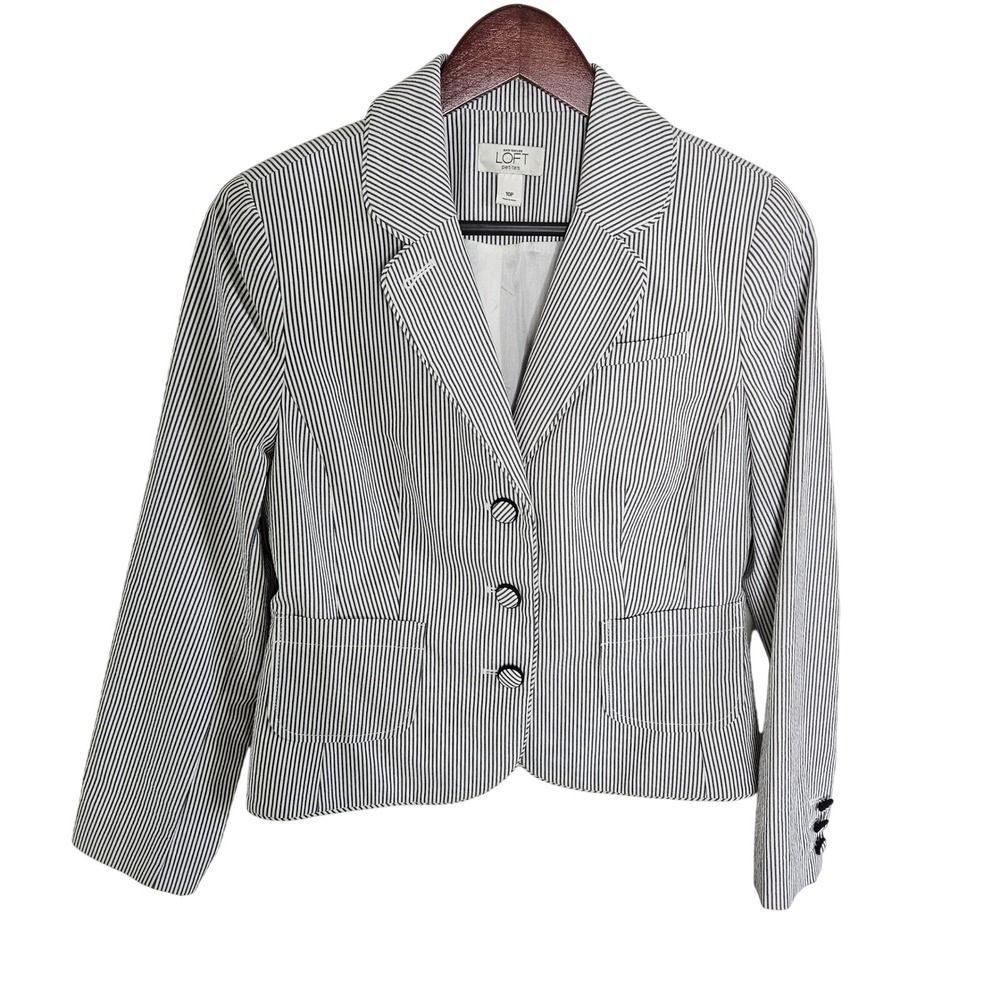 LOFT Black and White Pinstripe Blazer
